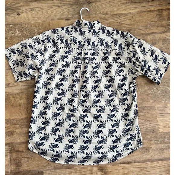VTG Bugle Boy Mens Floral Blue Cotton Button Up Shirt Size XL Short Sleeve‎ NWT - Picture 3 of 12